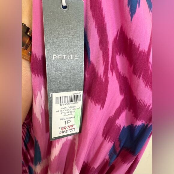 New Chico’s Ikat Tiered Colorful Maxi Dress Pink Women’s 1 P Petite - Picture 5 of 6